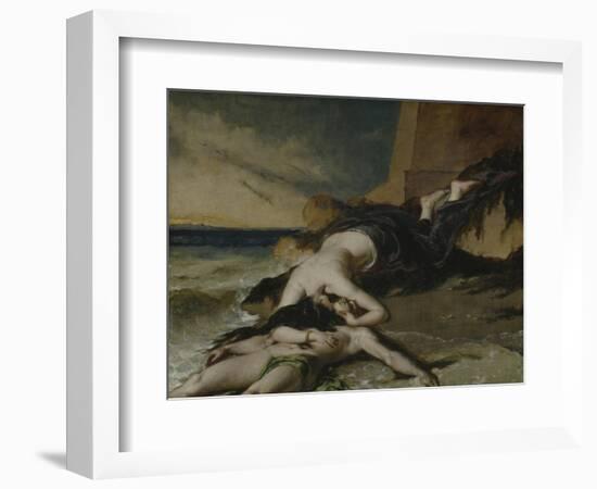 Hero, Having Thrown Herself from the Tower at the Sight of Leander Drowned, Dies on His Body-William Etty-Framed Giclee Print