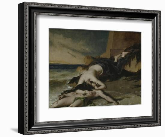 Hero, Having Thrown Herself from the Tower at the Sight of Leander Drowned, Dies on His Body-William Etty-Framed Giclee Print