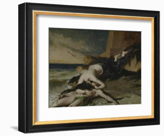 Hero, Having Thrown Herself from the Tower at the Sight of Leander Drowned, Dies on His Body-William Etty-Framed Giclee Print