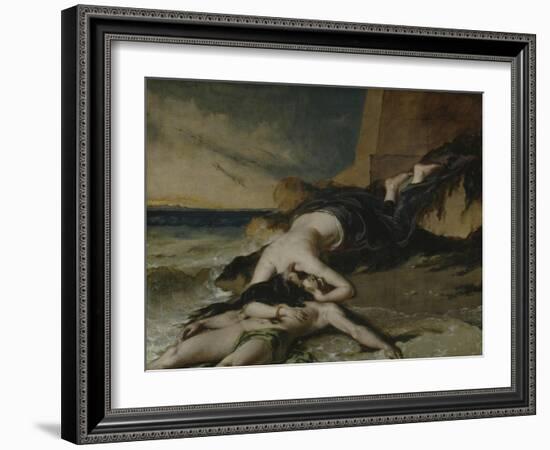 Hero, Having Thrown Herself from the Tower at the Sight of Leander Drowned, Dies on His Body-William Etty-Framed Giclee Print