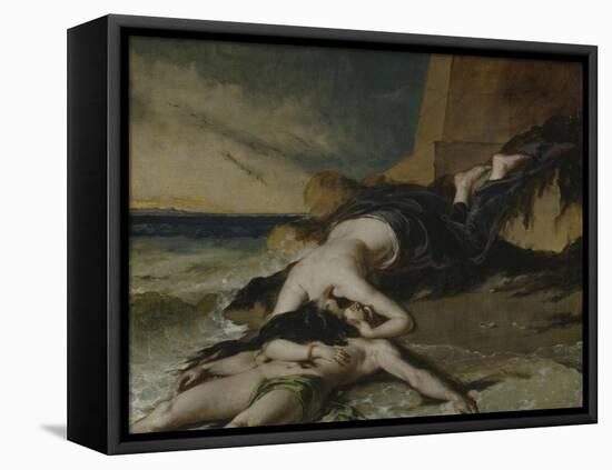 Hero, Having Thrown Herself from the Tower at the Sight of Leander Drowned, Dies on His Body-William Etty-Framed Premier Image Canvas