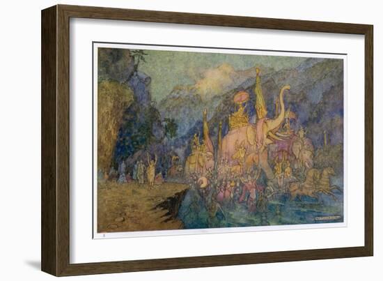 Heroes Rise from Ganges-Warwick Goble-Framed Art Print