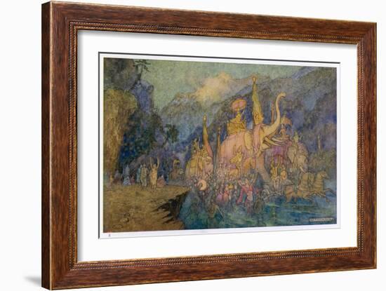 Heroes Rise from Ganges-Warwick Goble-Framed Art Print