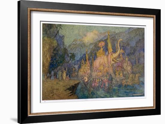 Heroes Rise from Ganges-Warwick Goble-Framed Art Print