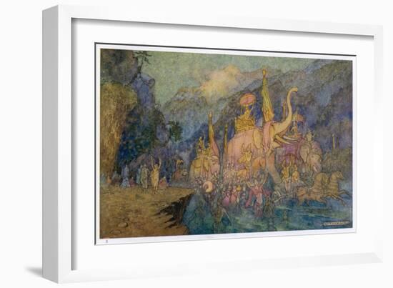 Heroes Rise from Ganges-Warwick Goble-Framed Art Print