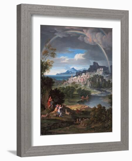 Heroic Landscape with Rainbow, 1806 (Oil on Canvas)-Joseph Anton Koch-Framed Giclee Print