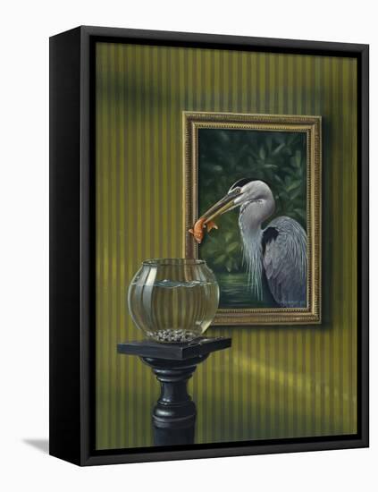 Heron and Goldfish-Harro Maass-Framed Premier Image Canvas