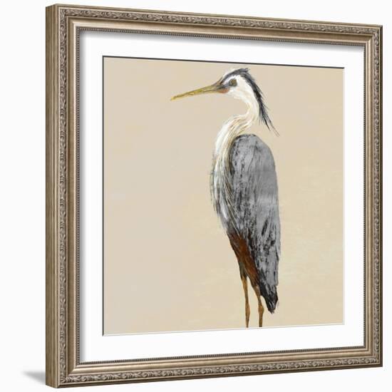 Heron on Tan II-Julie DeRice-Framed Art Print