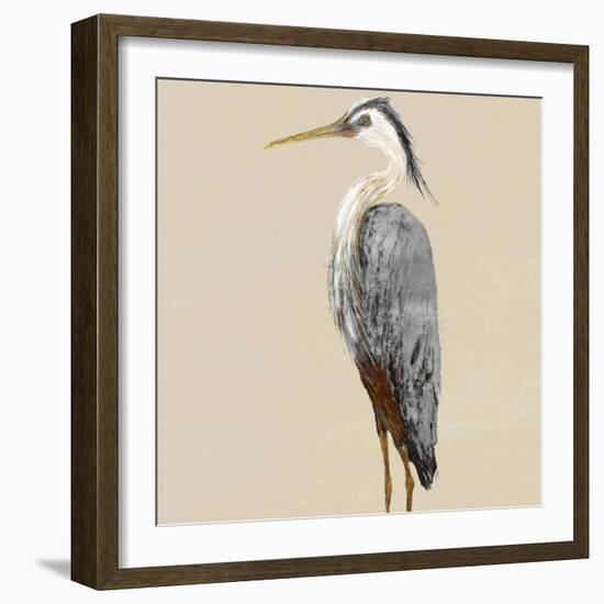 Heron on Tan II-Julie DeRice-Framed Art Print