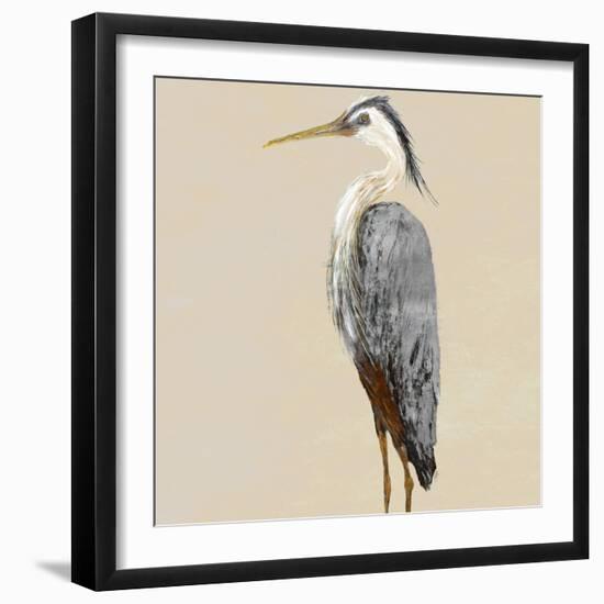 Heron on Tan II-Julie DeRice-Framed Art Print