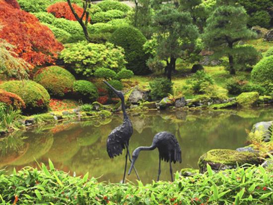 Heron Sculptures In The Portland Japanese Garden