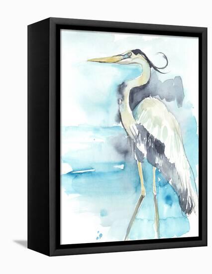 Heron Splash II-Jennifer Goldberger-Framed Stretched Canvas