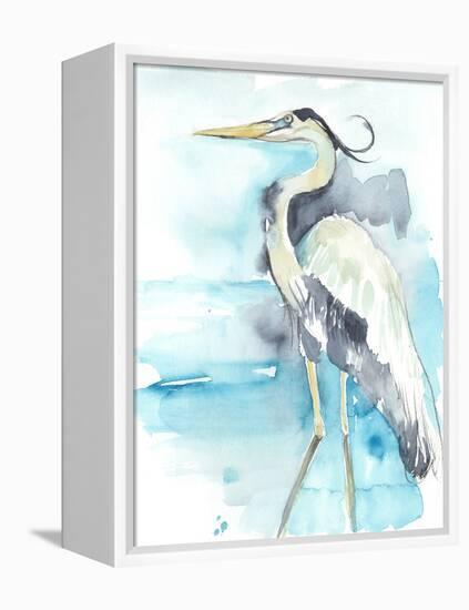 Heron Splash II-Jennifer Goldberger-Framed Stretched Canvas