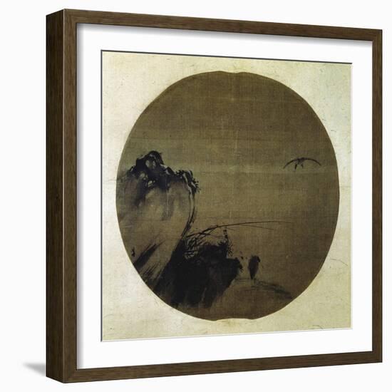 Herons on Rocky Bank-Liang Kai-Framed Giclee Print