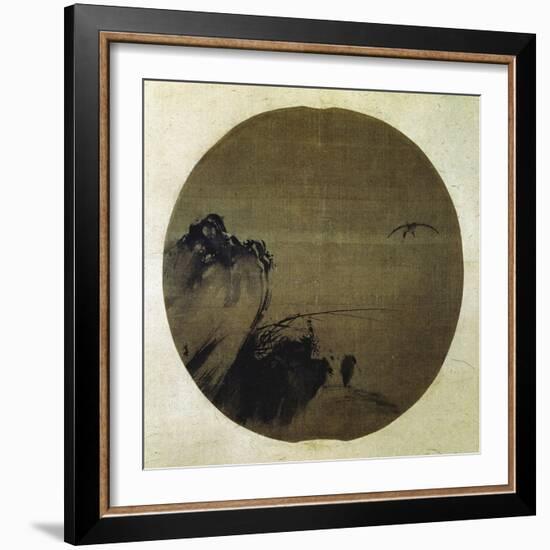 Herons on Rocky Bank-Liang Kai-Framed Giclee Print