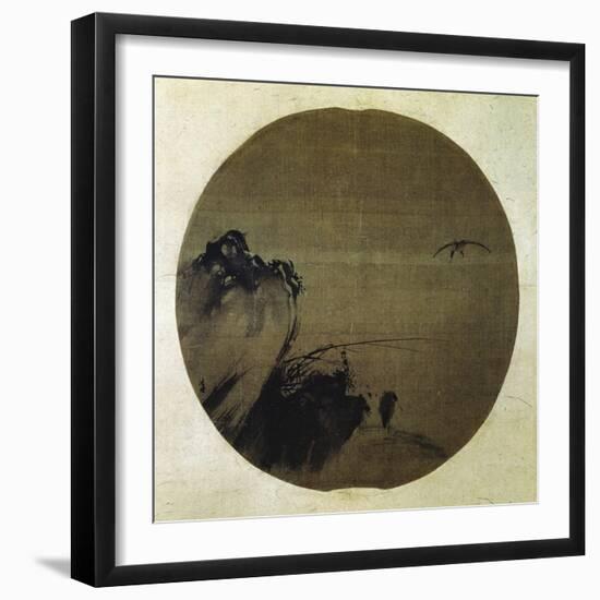 Herons on Rocky Bank-Liang Kai-Framed Giclee Print