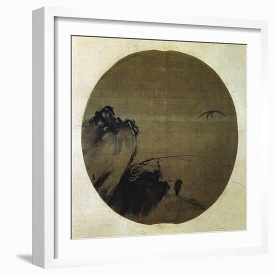 Herons on Rocky Bank-Liang Kai-Framed Giclee Print