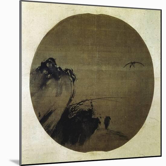 Herons on Rocky Bank-Liang Kai-Mounted Giclee Print