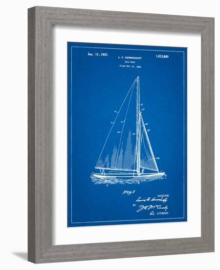 Herreshoff R 40' Gamecock Racing Sailboat Patent-Cole Borders-Framed Art Print