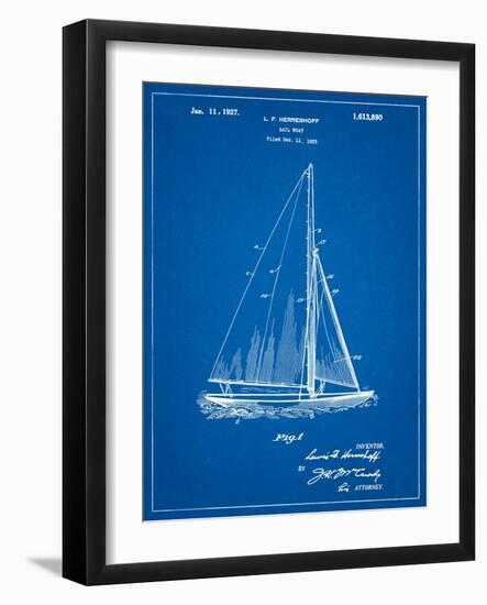 Herreshoff R 40' Gamecock Racing Sailboat Patent-Cole Borders-Framed Art Print