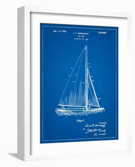 Herreshoff R 40' Gamecock Racing Sailboat Patent-Cole Borders-Framed Art Print