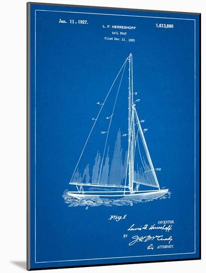 Herreshoff R 40' Gamecock Racing Sailboat Patent-Cole Borders-Mounted Art Print