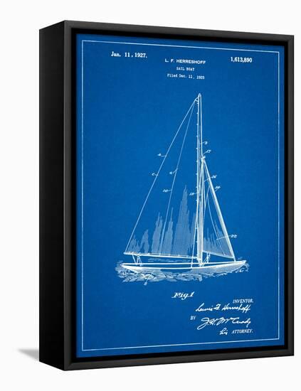 Herreshoff R 40' Gamecock Racing Sailboat Patent-Cole Borders-Framed Stretched Canvas