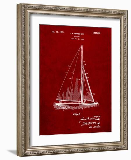 Herreshoff R 40' Gamecock Racing Sailboat Patent-Cole Borders-Framed Art Print