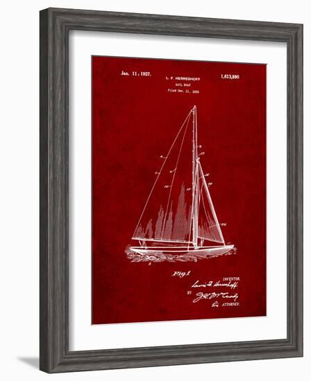 Herreshoff R 40' Gamecock Racing Sailboat Patent-Cole Borders-Framed Art Print