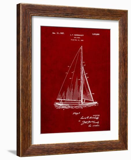 Herreshoff R 40' Gamecock Racing Sailboat Patent-Cole Borders-Framed Art Print