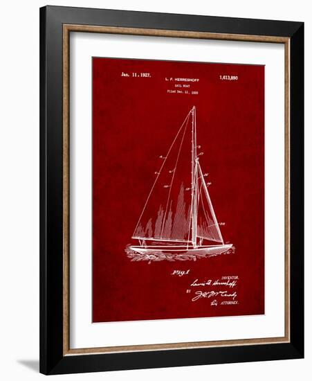 Herreshoff R 40' Gamecock Racing Sailboat Patent-Cole Borders-Framed Art Print