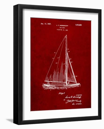 Herreshoff R 40' Gamecock Racing Sailboat Patent-Cole Borders-Framed Art Print