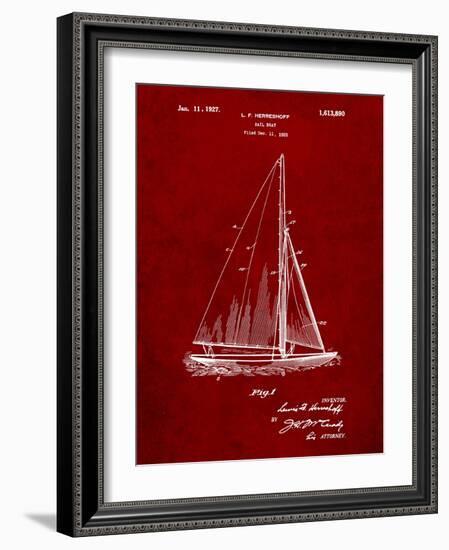 Herreshoff R 40' Gamecock Racing Sailboat Patent-Cole Borders-Framed Art Print