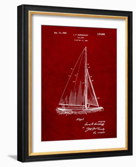 Herreshoff R 40' Gamecock Racing Sailboat Patent-Cole Borders-Framed Art Print