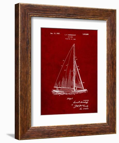 Herreshoff R 40' Gamecock Racing Sailboat Patent-Cole Borders-Framed Art Print