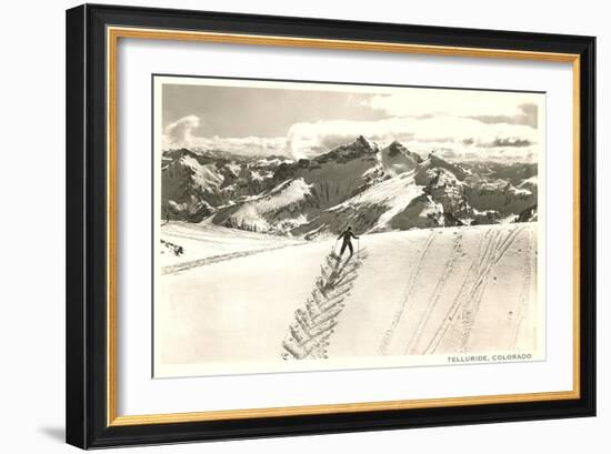 Herringbone Ski Track, Telluride, Colorado-null-Framed Art Print
