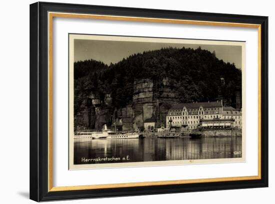 Herrnskretschen Elbe Region Aussig, Hotel, Dampfer Dresden-null-Framed Giclee Print