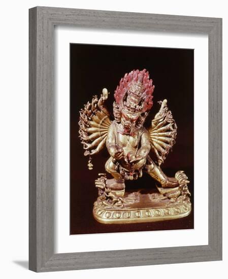 Heruka, Buddhist God, Emanation of the Buddha Aksobhya, Gilded Bronze, 18th century-null-Framed Photographic Print