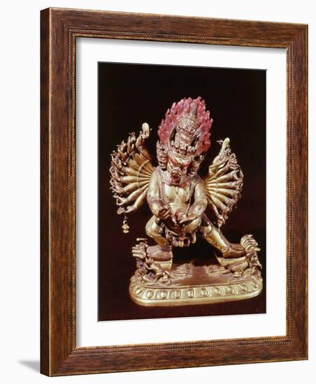 Heruka, Buddhist God, Emanation of the Buddha Aksobhya, Gilded Bronze, 18th century-null-Framed Photographic Print