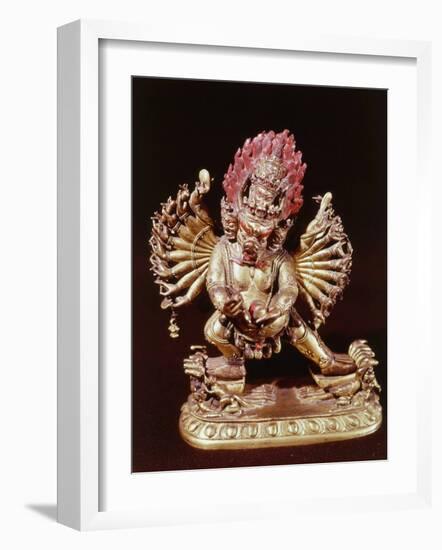 Heruka, Buddhist God, Emanation of the Buddha Aksobhya, Gilded Bronze, 18th century-null-Framed Photographic Print