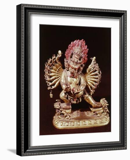 Heruka, Buddhist God, Emanation of the Buddha Aksobhya, Gilded Bronze, 18th century-null-Framed Photographic Print