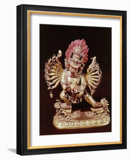 Heruka, Buddhist God, Emanation of the Buddha Aksobhya, Gilded Bronze, 18th century-null-Framed Photographic Print