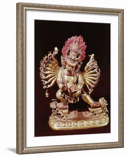 Heruka, Buddhist God, Emanation of the Buddha Aksobhya, Gilded Bronze, 18th century-null-Framed Photographic Print