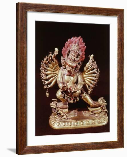 Heruka, Buddhist God, Emanation of the Buddha Aksobhya, Gilded Bronze, 18th century-null-Framed Photographic Print