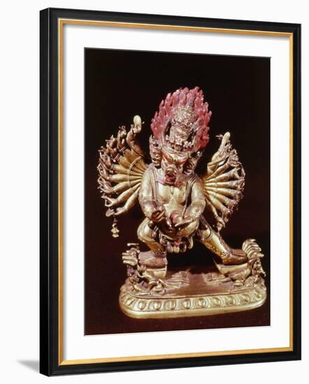 Heruka, Buddhist God, Emanation of the Buddha Aksobhya, Gilded Bronze, 18th century-null-Framed Photographic Print