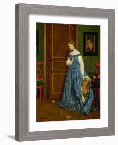 Hesitation, Possibly Madame Monteaux, C.1867-Alfred Emile Stevens-Framed Giclee Print