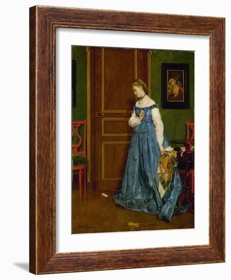 Hesitation, Possibly Madame Monteaux, C.1867-Alfred Emile Stevens-Framed Giclee Print