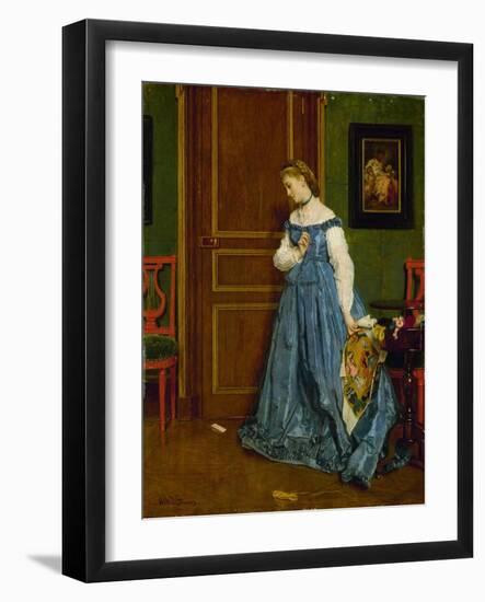 Hesitation, Possibly Madame Monteaux, C.1867-Alfred Emile Stevens-Framed Giclee Print