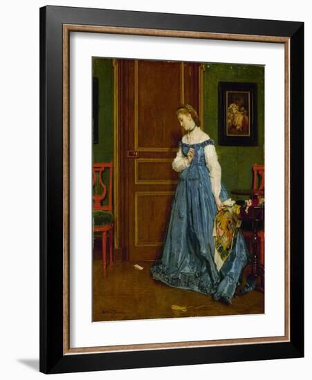 Hesitation, Possibly Madame Monteaux, C.1867-Alfred Emile Stevens-Framed Giclee Print