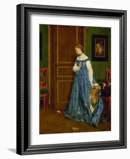 Hesitation, Possibly Madame Monteaux, C.1867-Alfred Emile Stevens-Framed Giclee Print